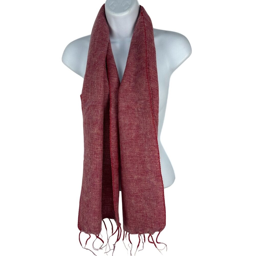 Red Woven Fringe Soft Scarf For Women